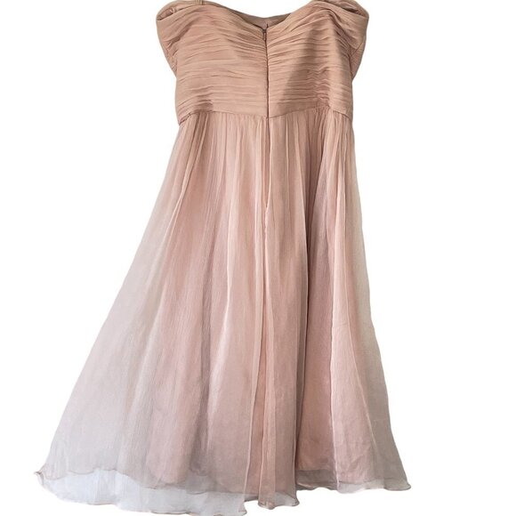 Amsale Silk Strapless Dress   Dusky Pink Silk Chiffon  Fairy  Faerie  Size 4 - Picture 4 of 6